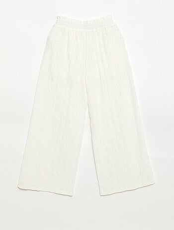 Pantaloni ampi in pizzo sangallo