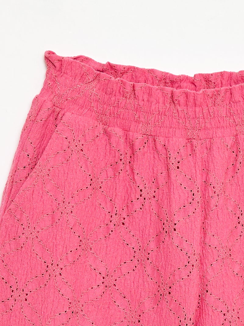 Pantaloni ampi in pizzo sangallo Rosa - Kiabi