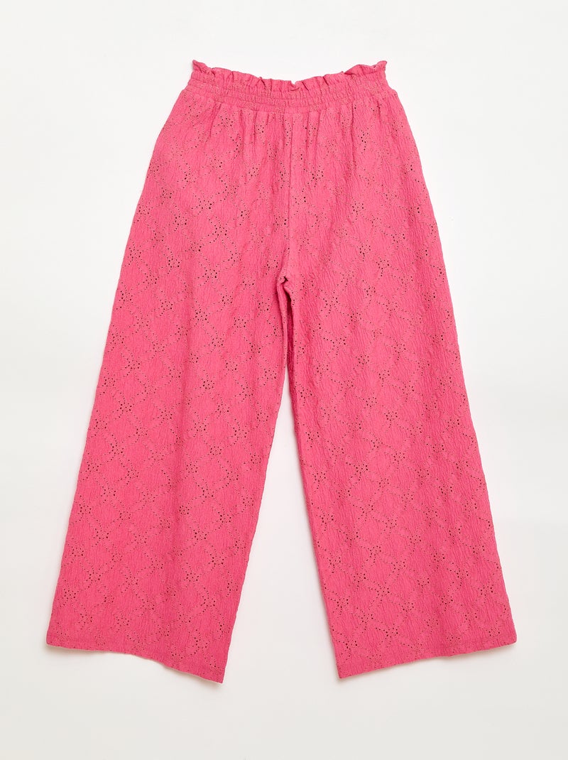 Pantaloni ampi in pizzo sangallo Rosa - Kiabi
