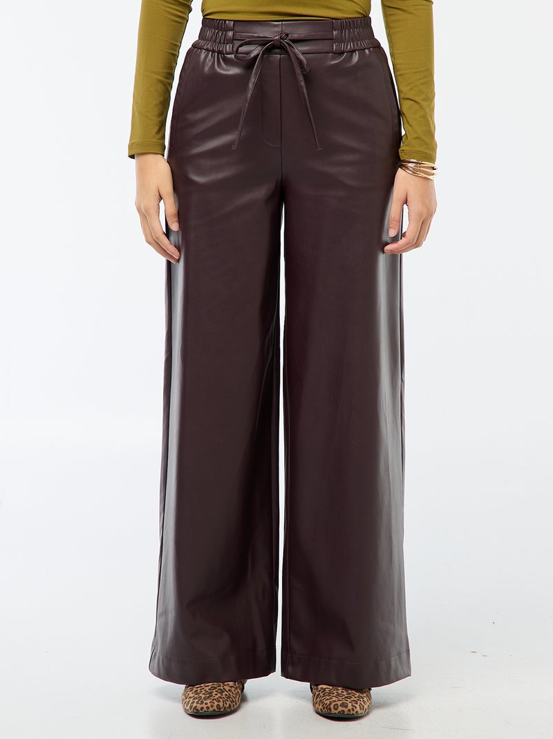 Pantaloni ampi in similpelle liscia Rosso - Kiabi