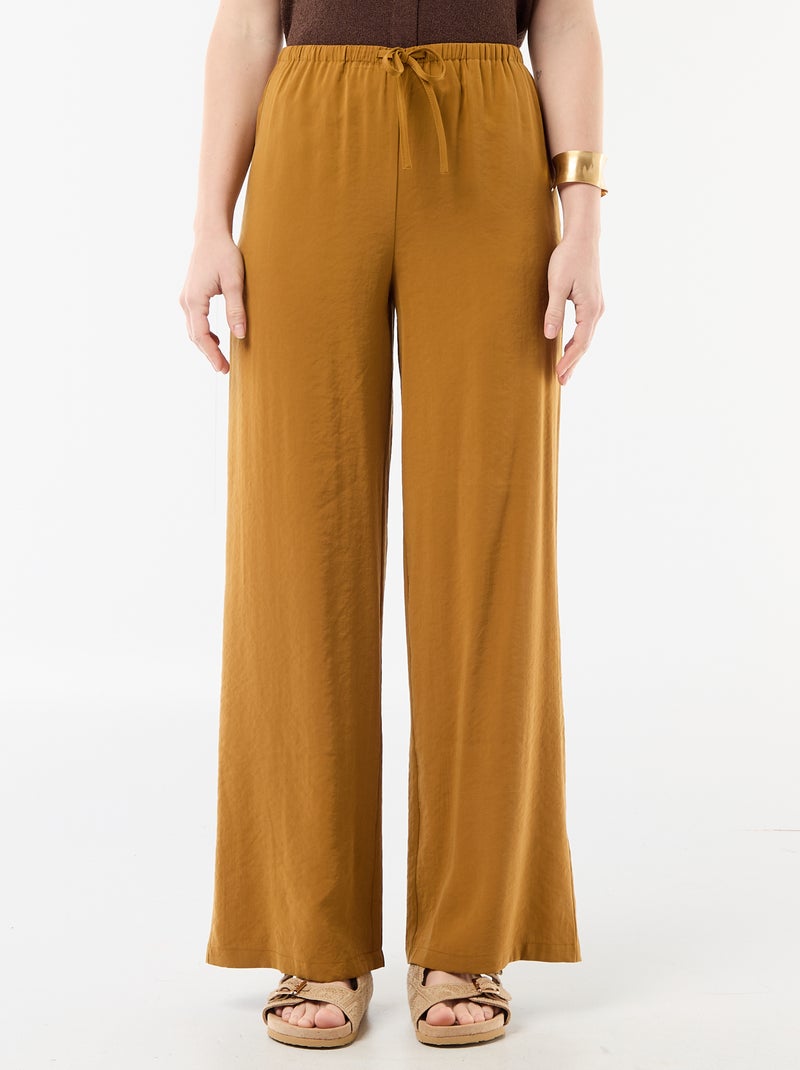 Pantaloni ampi in tessuto fluido Marrone - Kiabi