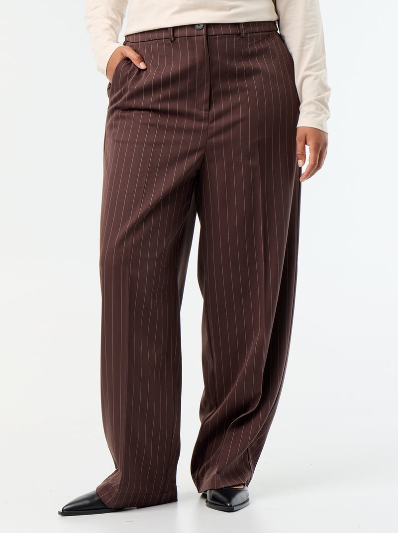 Pantaloni ampi in tessuto fluido Marrone - Kiabi