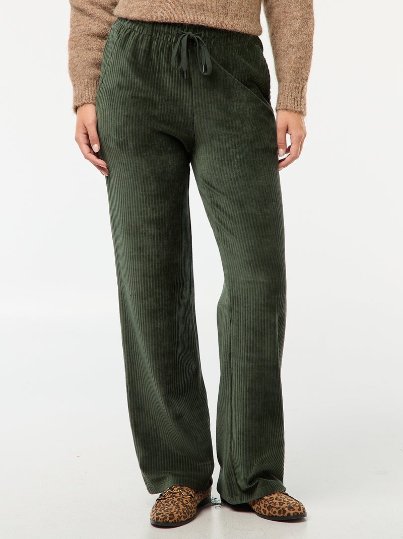 Pantaloni ampi in velluto a coste Kaki - Kiabi