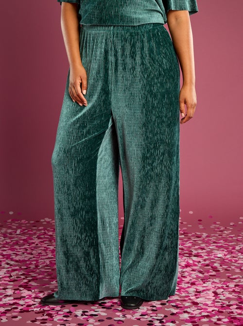 Pantaloni ampi in velluto a coste tinta unita - Kiabi