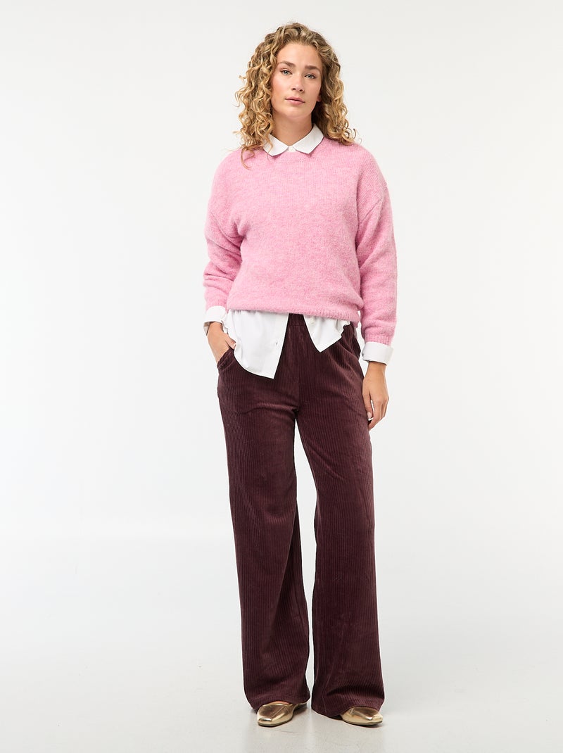 Pantaloni ampi in velluto a coste Viola - Kiabi