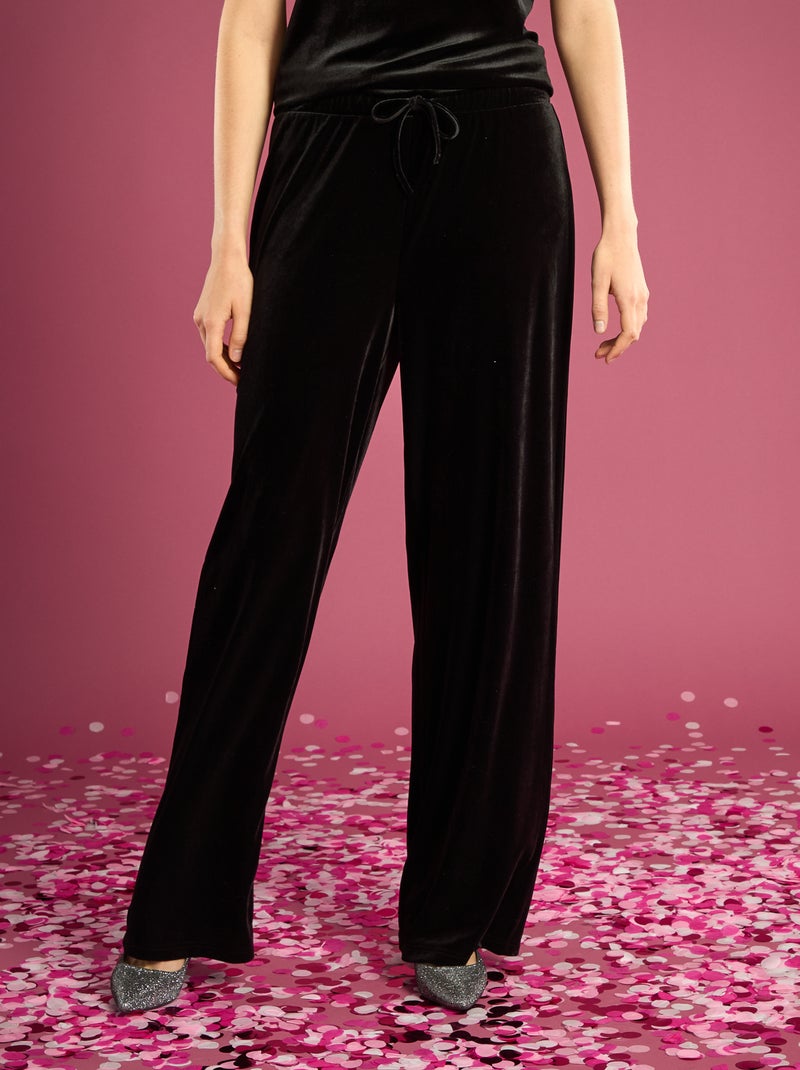 Pantaloni ampi in velluto Nero - Kiabi