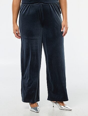 Pantaloni ampi in velluto tinta unita