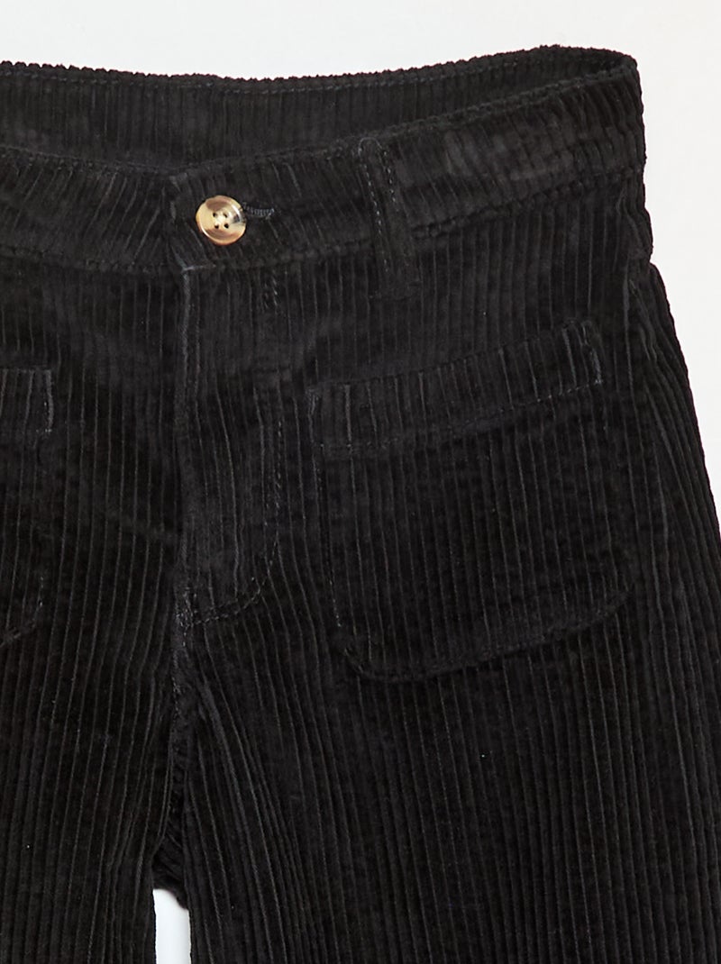 Pantaloni ampi in velluto tinta unita Nero - Kiabi