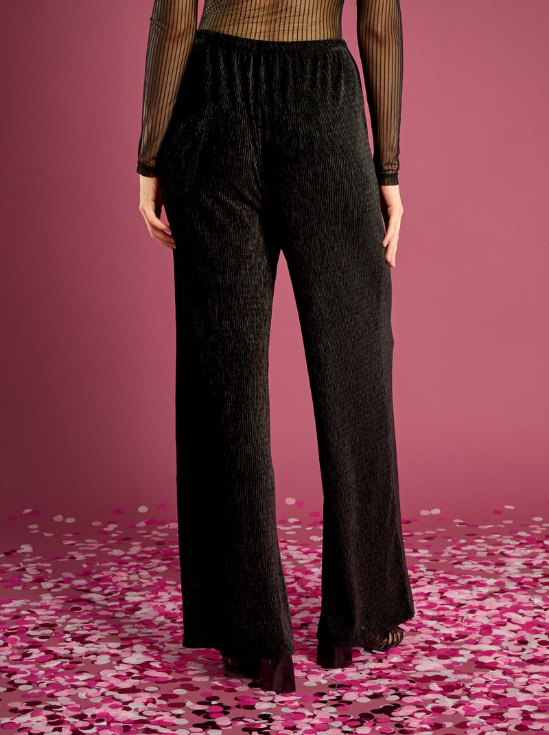 Pantaloni ampi in velluto tinta unita Nero - Kiabi