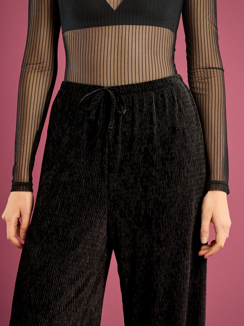 Pantaloni ampi in velluto tinta unita Nero - Kiabi