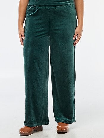 Pantaloni ampi in velluto tinta unita