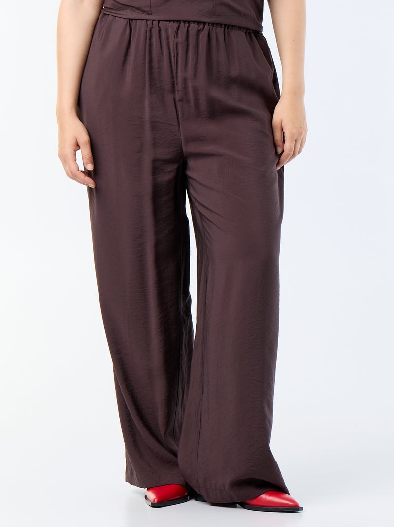 Pantaloni ampi in viscosa fluida Marrone - Kiabi