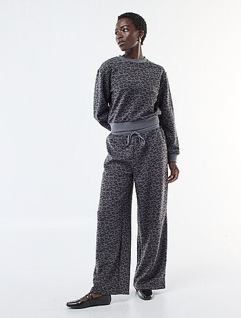 Pantaloni ampi leopardati effetto peluche