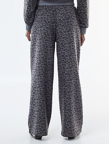 Pantaloni ampi leopardati effetto peluche