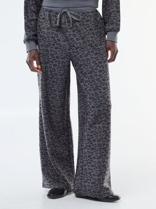 Pantaloni ampi leopardati effetto peluche - Kiabi