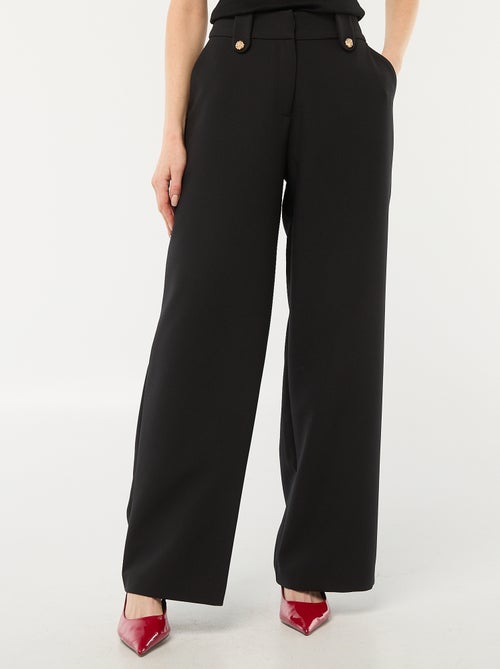 Pantaloni ampi tinta unita con apertura zip e gancio - Kiabi