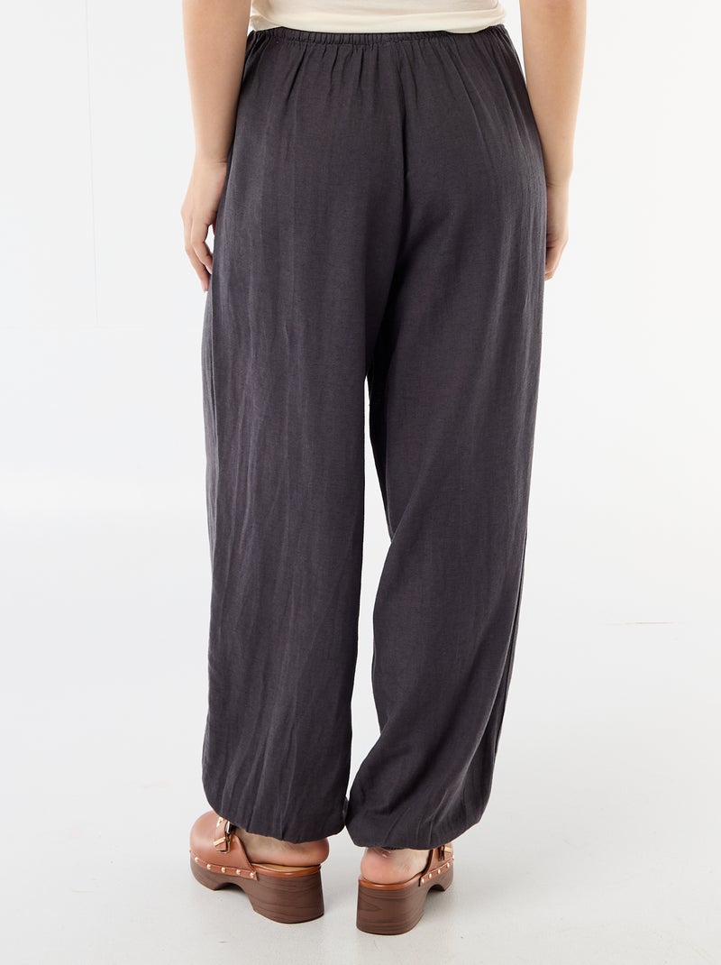 Pantaloni ampi tinta unita con cintura elasticizzata Grigio - Kiabi