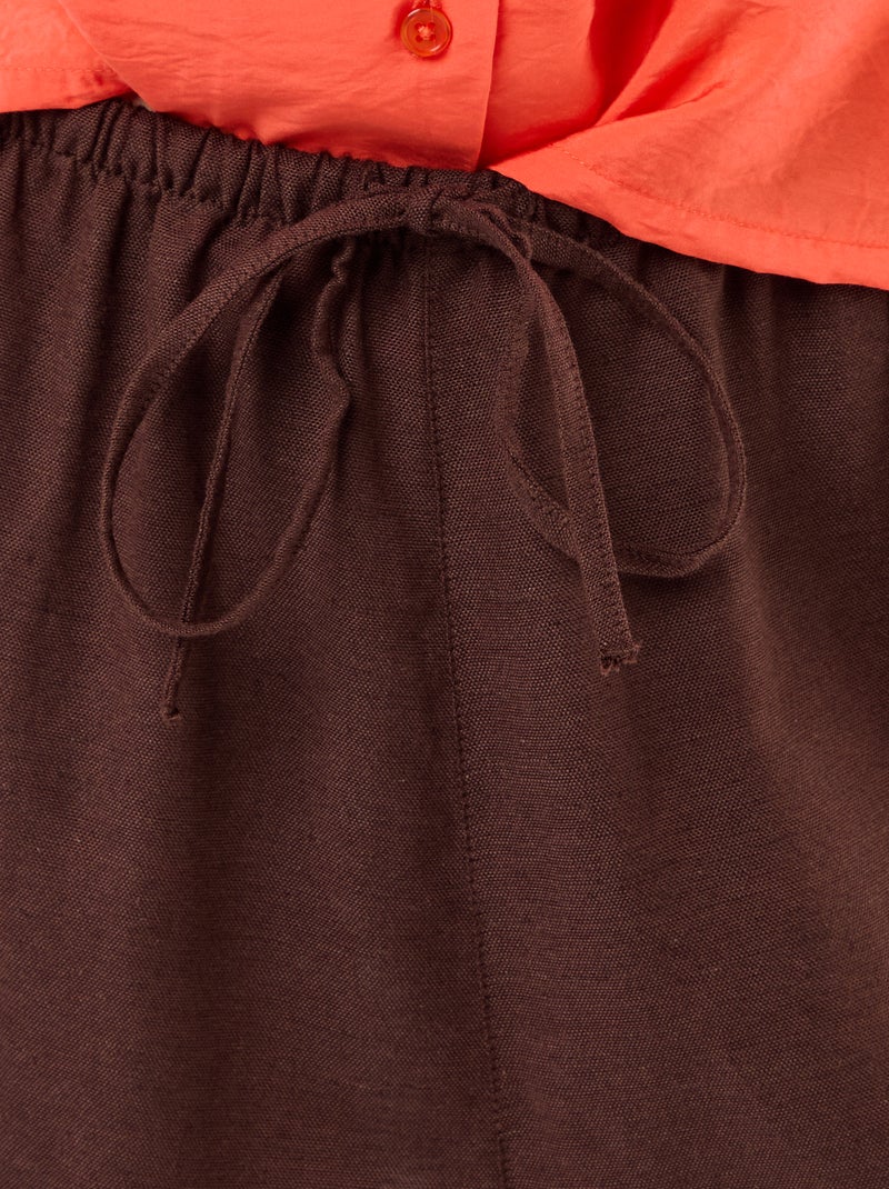Pantaloni ampi tinta unita con cintura elasticizzata Marrone - Kiabi