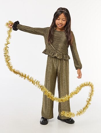 Pantaloni ampi wide leg fit in maglia bisou