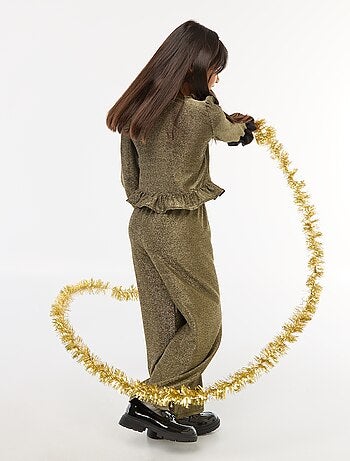 Pantaloni ampi wide leg fit in maglia bisou