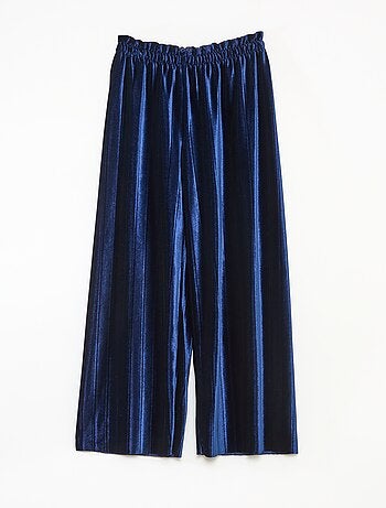 Pantaloni ampi wide leg in maglia velvet a coste