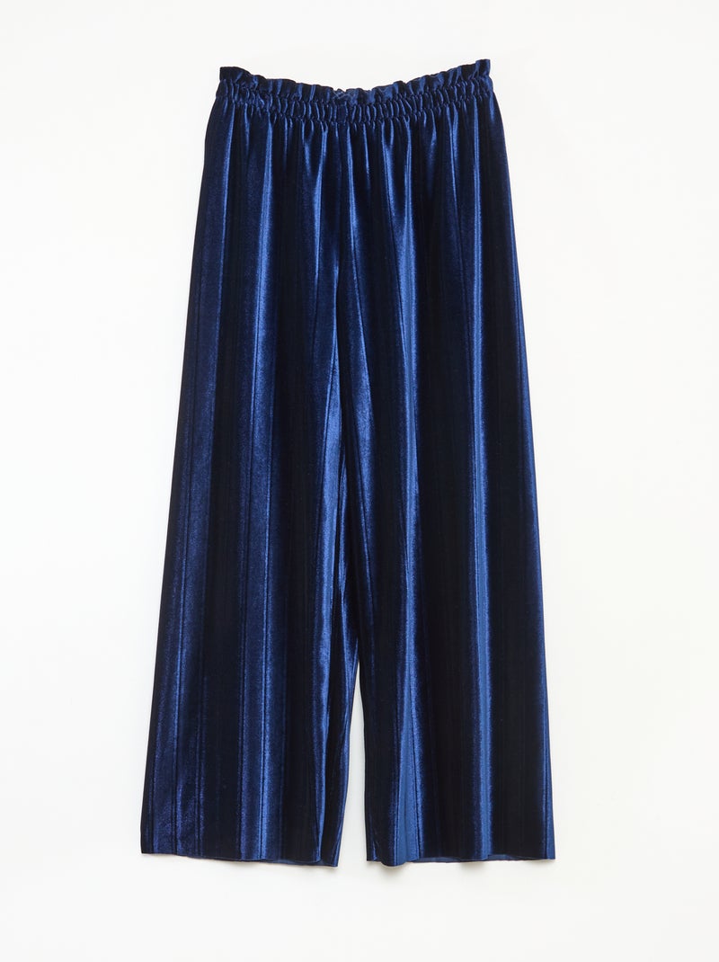 Pantaloni ampi wide leg in maglia velvet a coste Blu - Kiabi