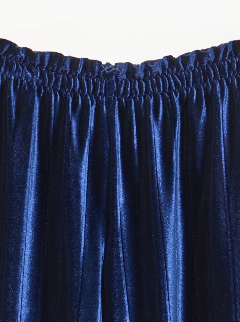 Pantaloni ampi wide leg in maglia velvet a coste Blu - Kiabi