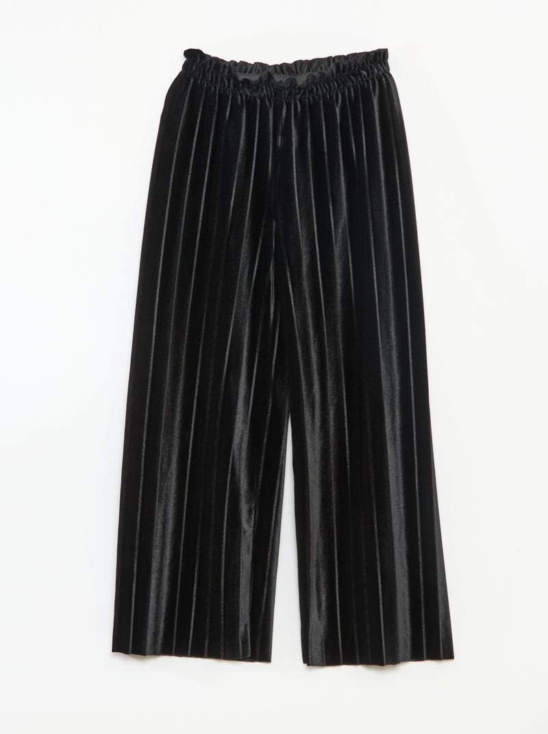 Pantaloni ampi wide leg in maglia velvet a coste Nero - Kiabi