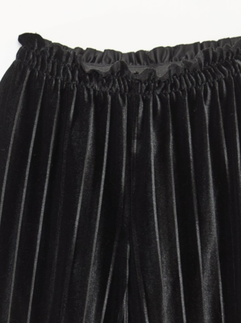 Pantaloni ampi wide leg in maglia velvet a coste Nero - Kiabi