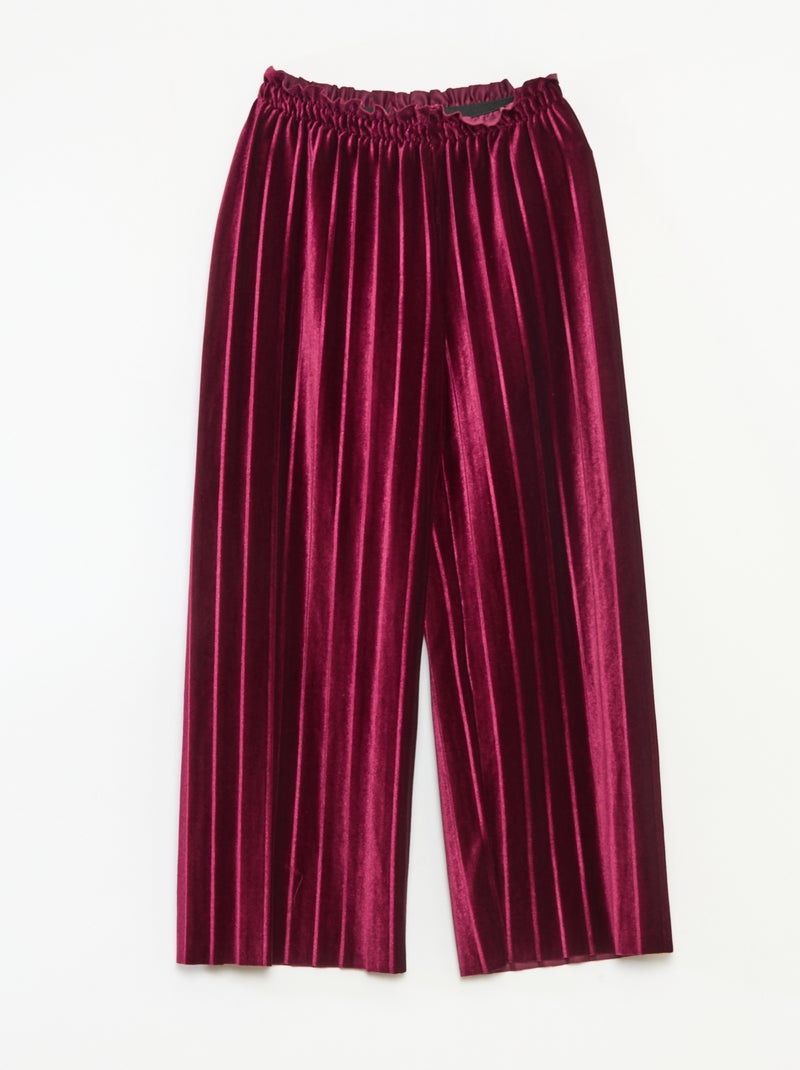 Pantaloni ampi wide leg in maglia velvet a coste Rosso - Kiabi
