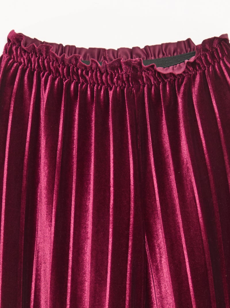 Pantaloni ampi wide leg in maglia velvet a coste Rosso - Kiabi