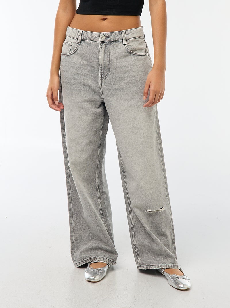 Pantaloni baggy a vita bassa con 5 tasche Grigio - Kiabi