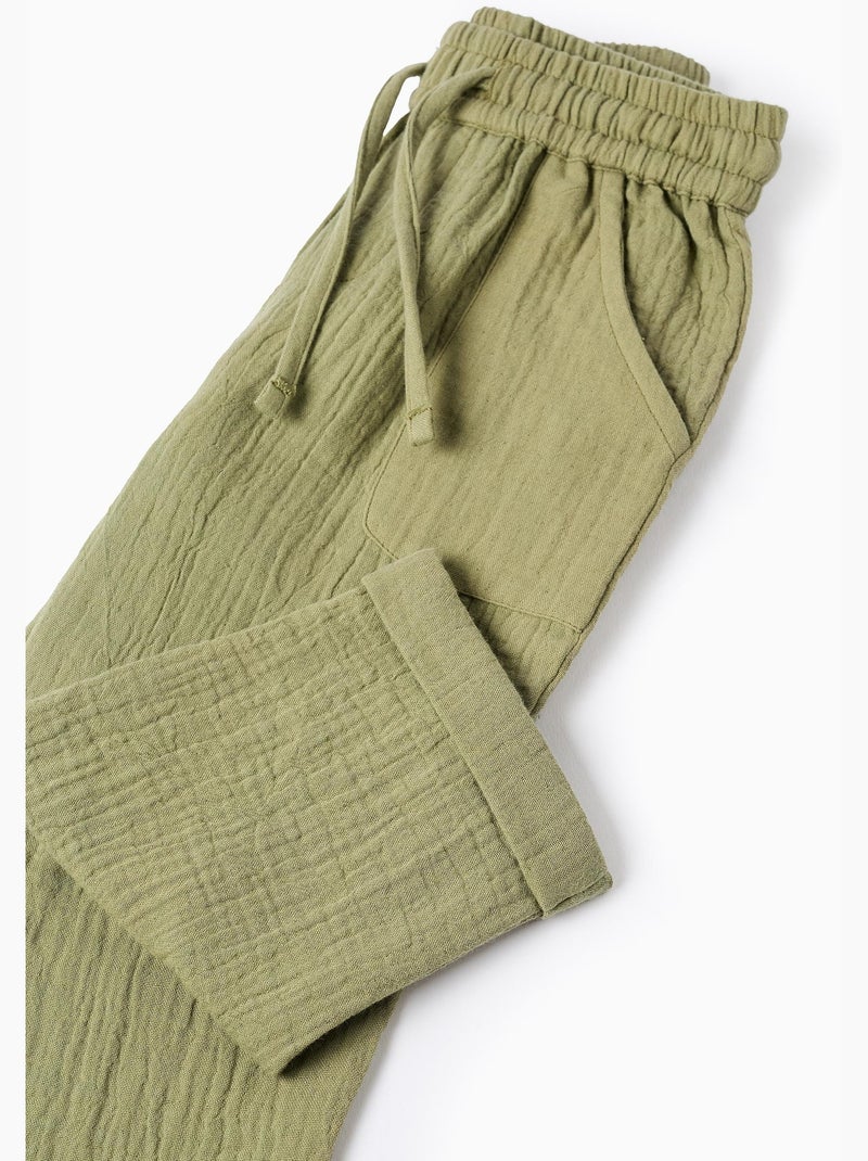 Pantaloni baggy in bambula di cotone Verde scuro - Kiabi
