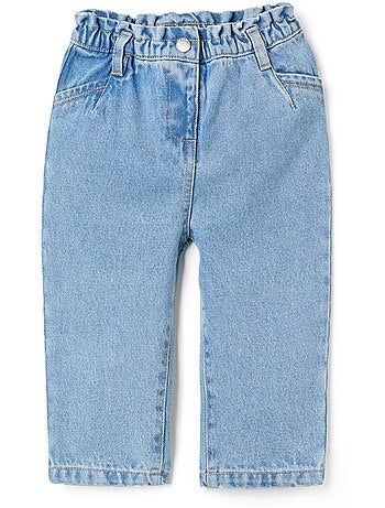 Pantaloni baggy in denim con cintura paperbag