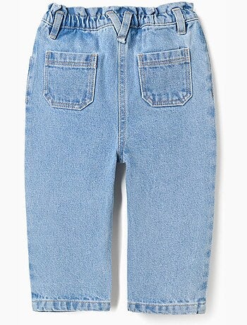 Pantaloni baggy in denim con cintura paperbag
