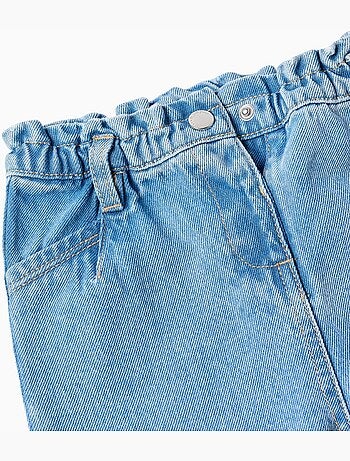 Pantaloni baggy in denim con cintura paperbag