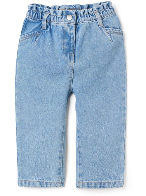 Pantaloni baggy in denim con cintura paperbag - Kiabi