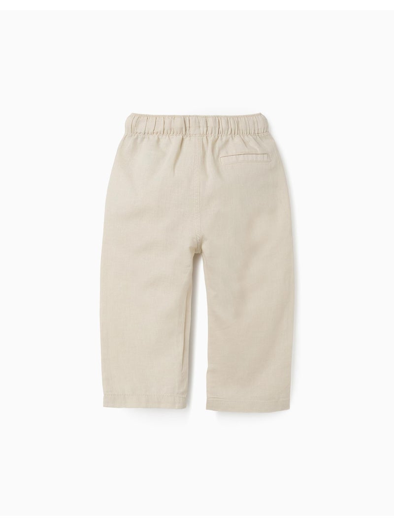 Pantaloni baggy in lino con coulisse Beige chiaro - Kiabi
