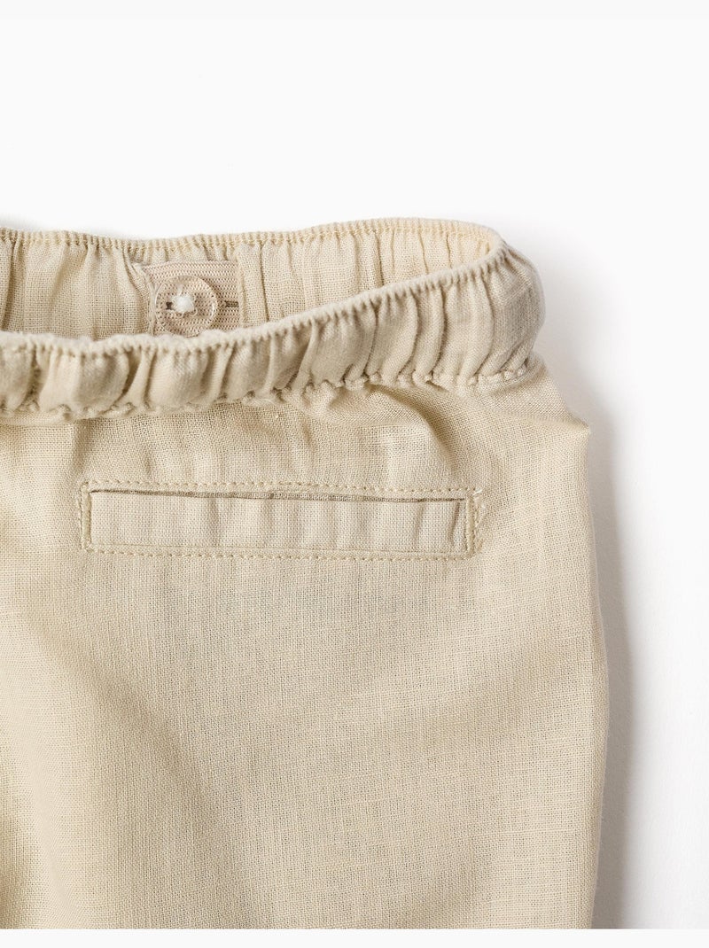 Pantaloni baggy in lino con coulisse Beige chiaro - Kiabi