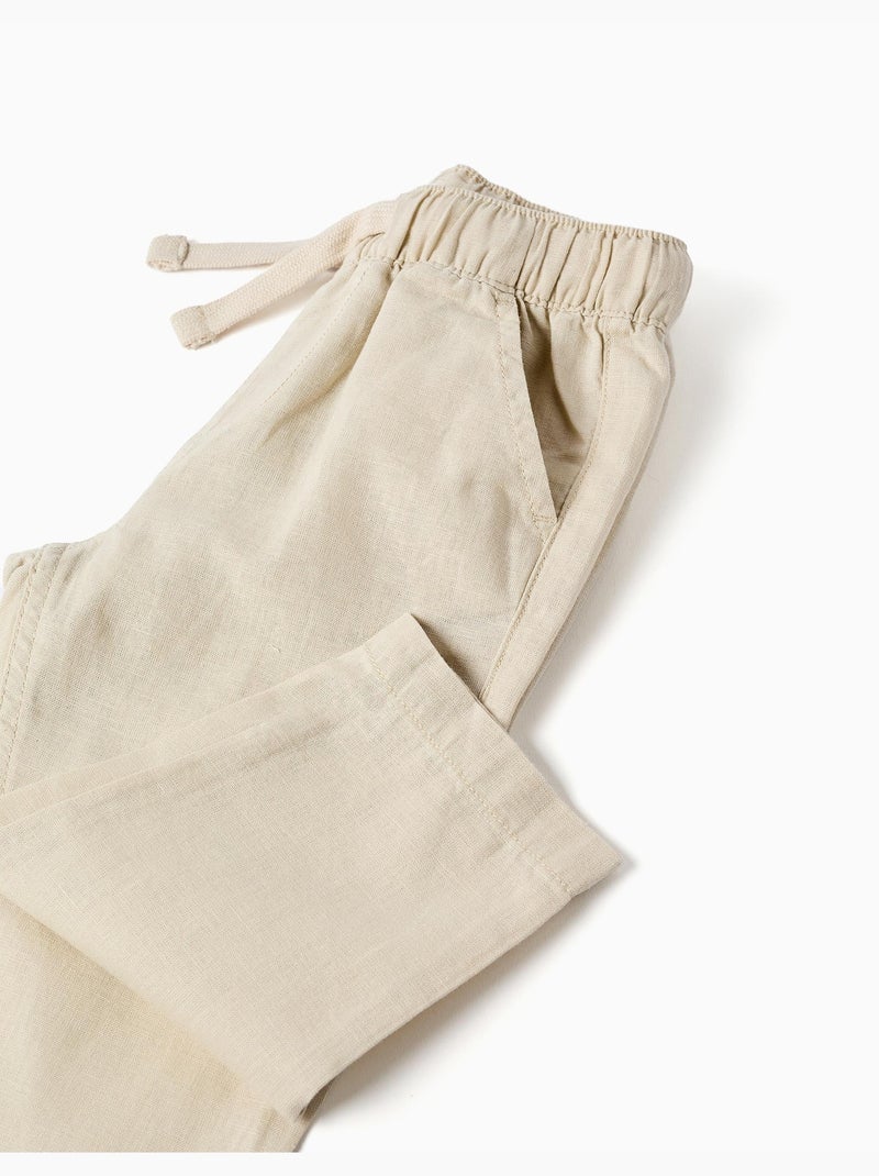 Pantaloni baggy in lino con coulisse Beige chiaro - Kiabi
