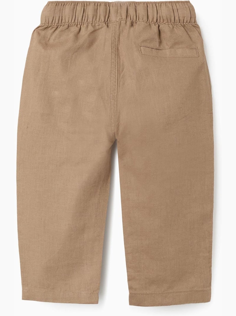 Pantaloni baggy in lino con coulisse Beige scuro - Kiabi