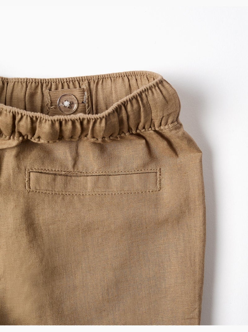 Pantaloni baggy in lino con coulisse Beige scuro - Kiabi