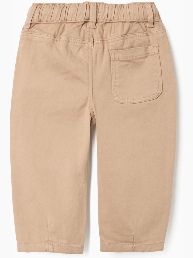 Pantaloni baggy in twill con coulisse Beige - Kiabi