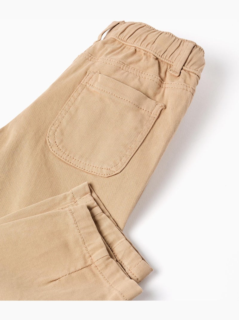 Pantaloni baggy in twill con coulisse Beige - Kiabi