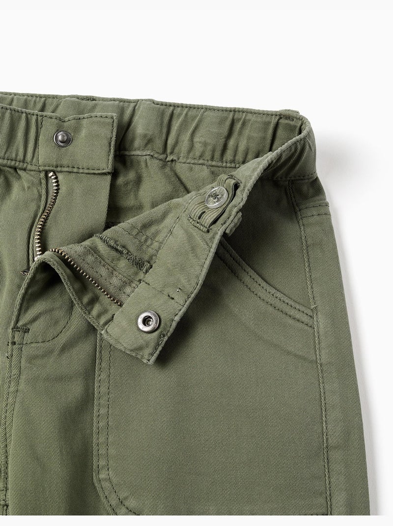 Pantaloni baggy in twill con tasche Verde scuro - Kiabi