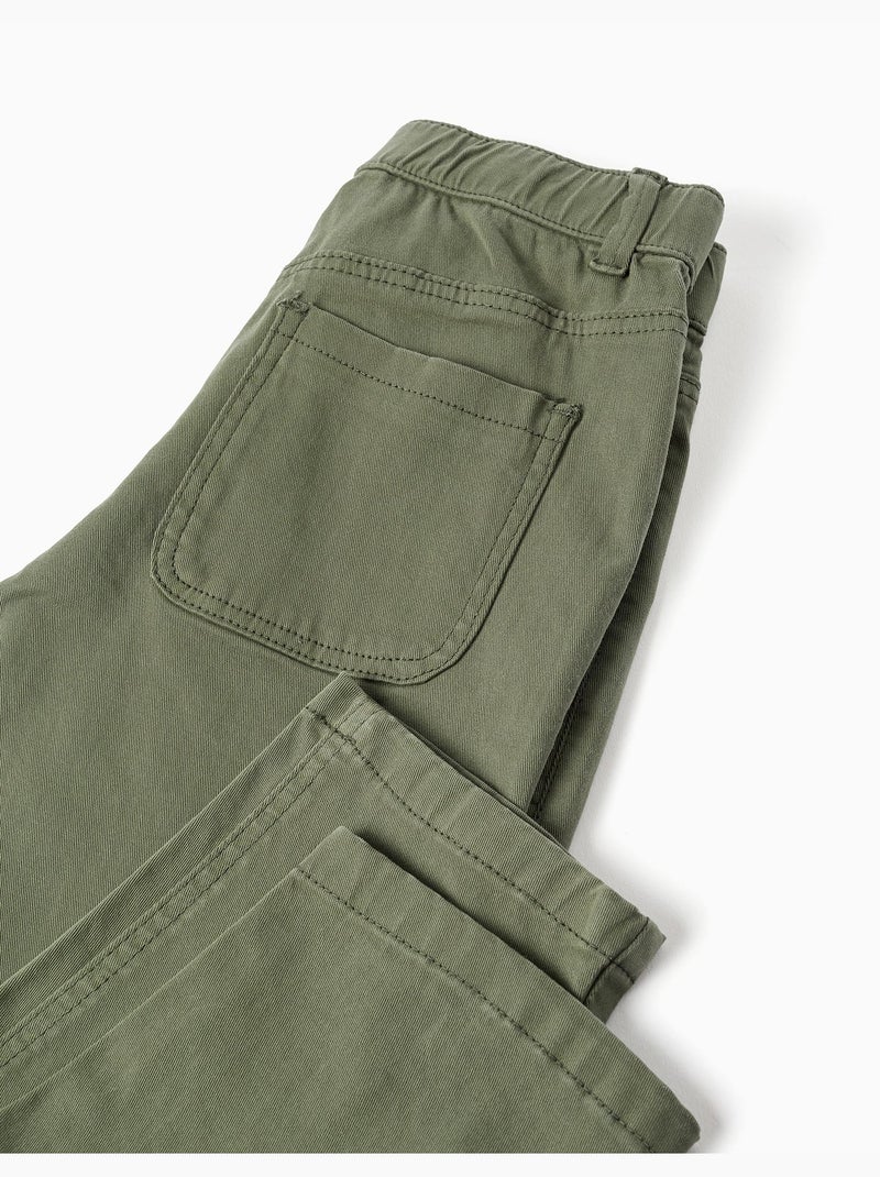 Pantaloni baggy in twill con tasche Verde scuro - Kiabi