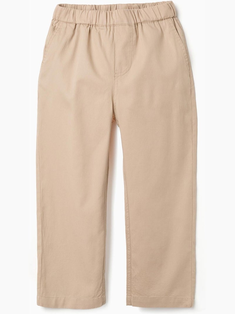 Pantaloni baggy pull-up in cotone b&s Beige - Kiabi
