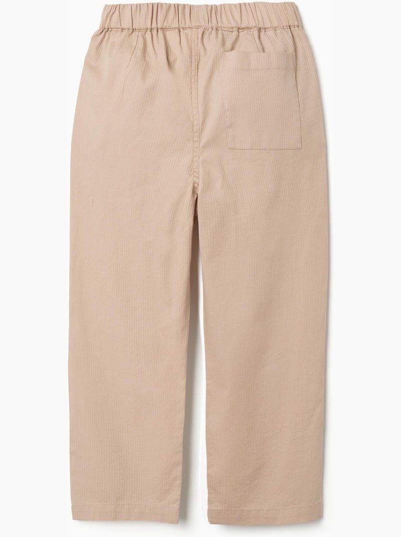 Pantaloni baggy pull-up in cotone b&s Beige - Kiabi