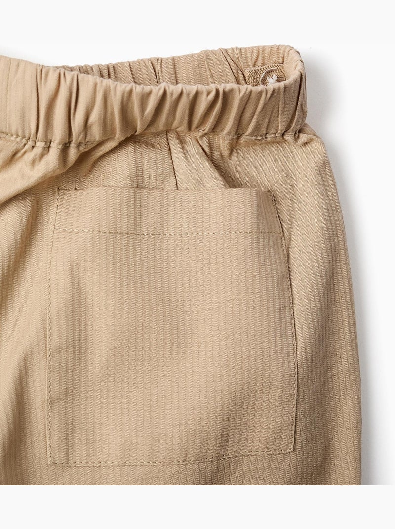Pantaloni baggy pull-up in cotone b&s Beige - Kiabi