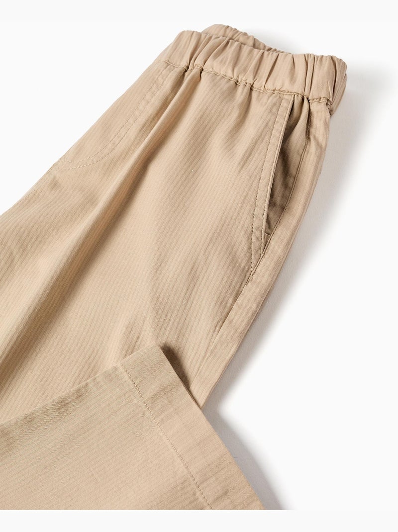 Pantaloni baggy pull-up in cotone b&s Beige - Kiabi